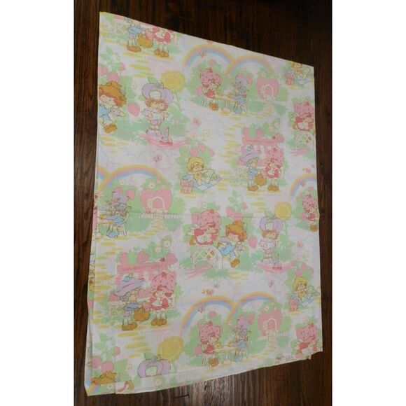 VTG 80s Strawberry Shortcake Twin Sheet Set American Greetings Rainbows Friends - Picture 1 of 6